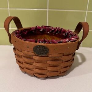 PETERBORO Basket Company Basket w/ Leather Handles and Liner - Made in USA